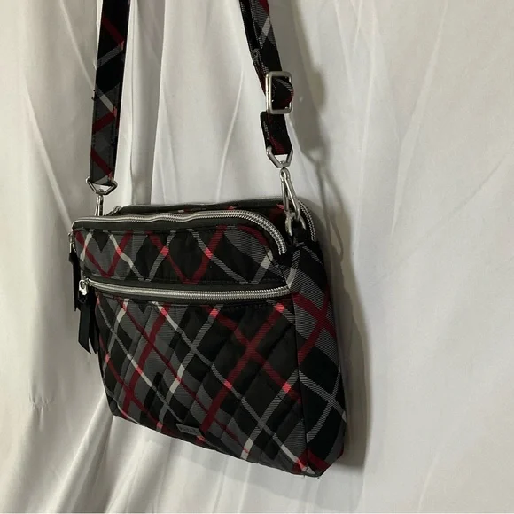 Vera Bradley Women’s Black/Red/Gray/White Plaid Crossbody Purse - Picture 11 of 12